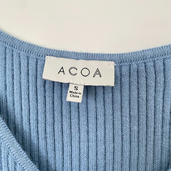 Ice Blue Ribbed Knit Sweater Dress – Size Small - Picture 6 of 9